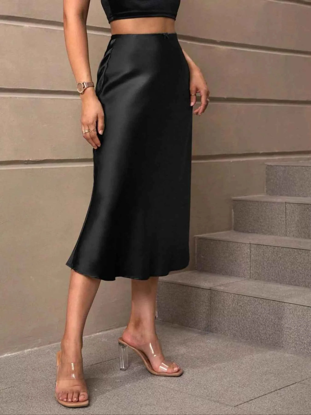 Satin Midi Skirt