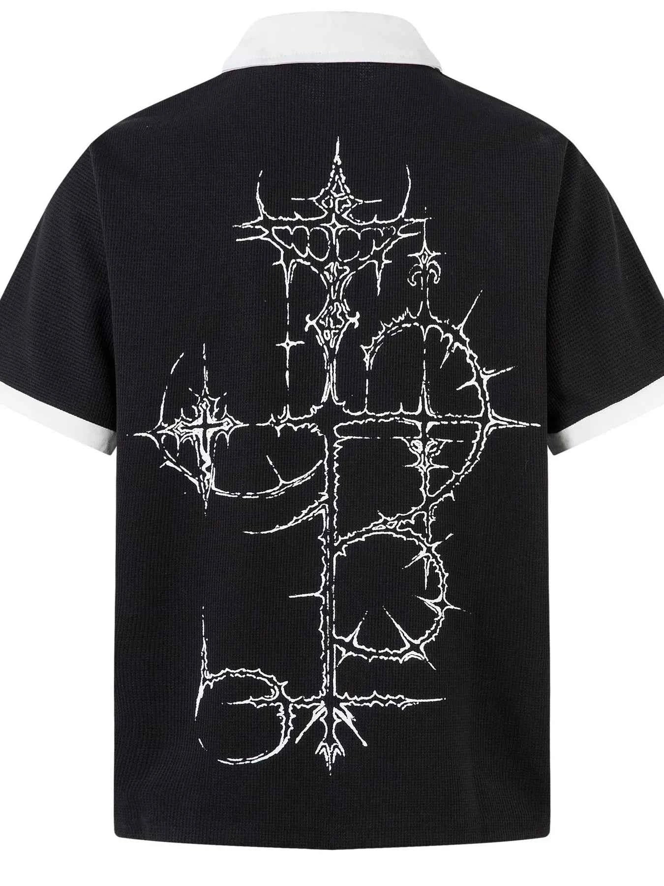 Men's Gothic Cross Graphic Contrast Collar Polo