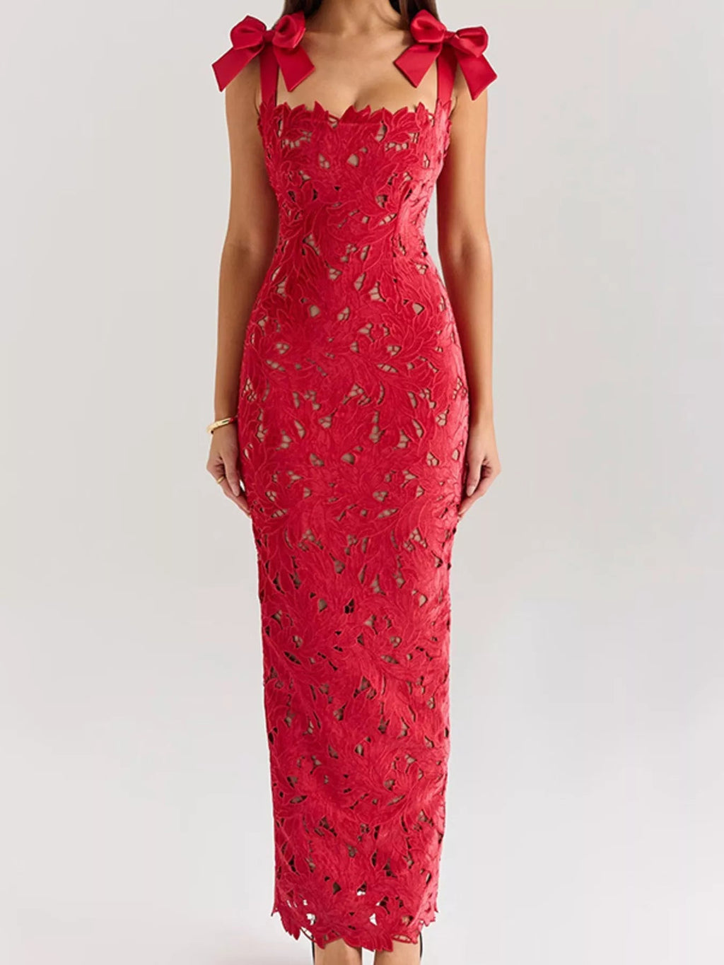 Stylish Slit Tie Shoulder Maxi Dress