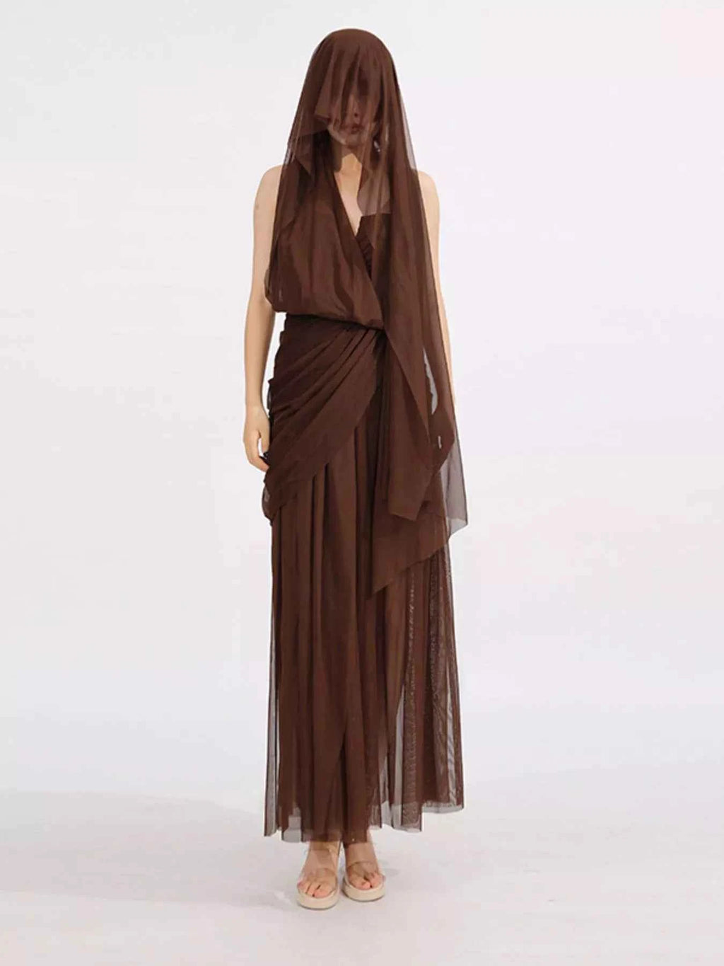 One-Shoulder Flowy Mesh Dress