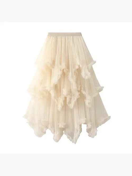 Layered Mesh High Waist Skirt