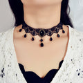 Water Drop Charm Black Lace Retro Gothic Women Choker 90s Halloween Necklace