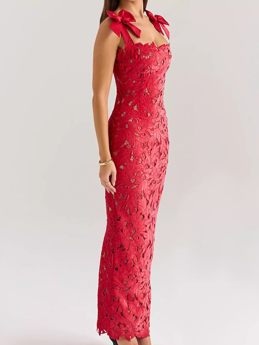 Stylish Slit Tie Shoulder Maxi Dress