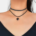 Halloween Cosplay Jewellery 90s Gothic Layered Black Choker Heart