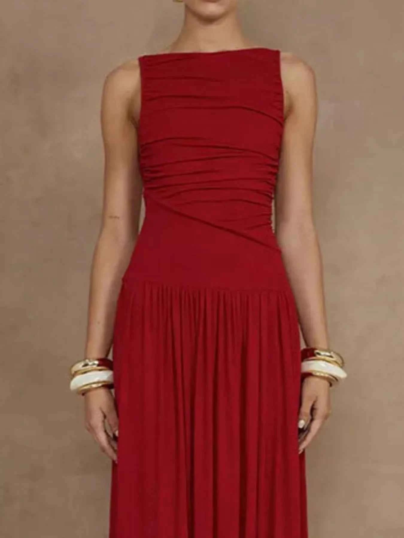 Ruched Sleeveless Maxi Dress