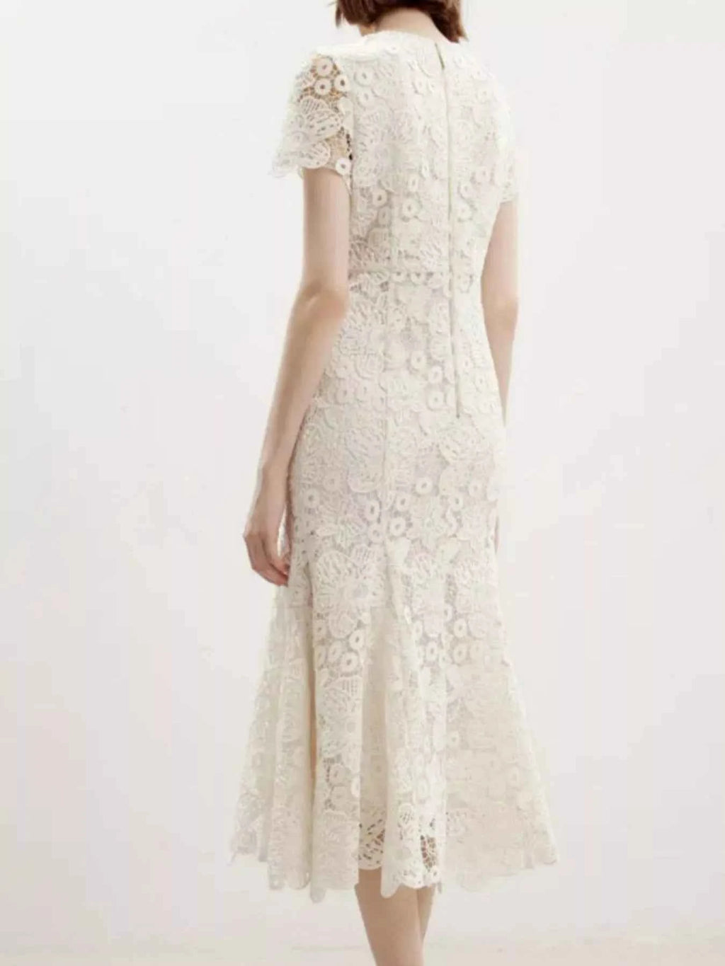 Lace Short Sleeve Mermaid Dress