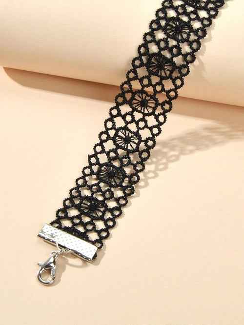 Black Hollow Out Lace Pattern Gothic 90s Tattoo Choker Punk Halloween