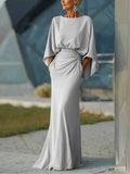Batwing Sleeve Ruched Maxi Dress