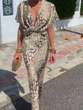 Full Size Twist-Front Animal Print Maxi Dress Plus Size