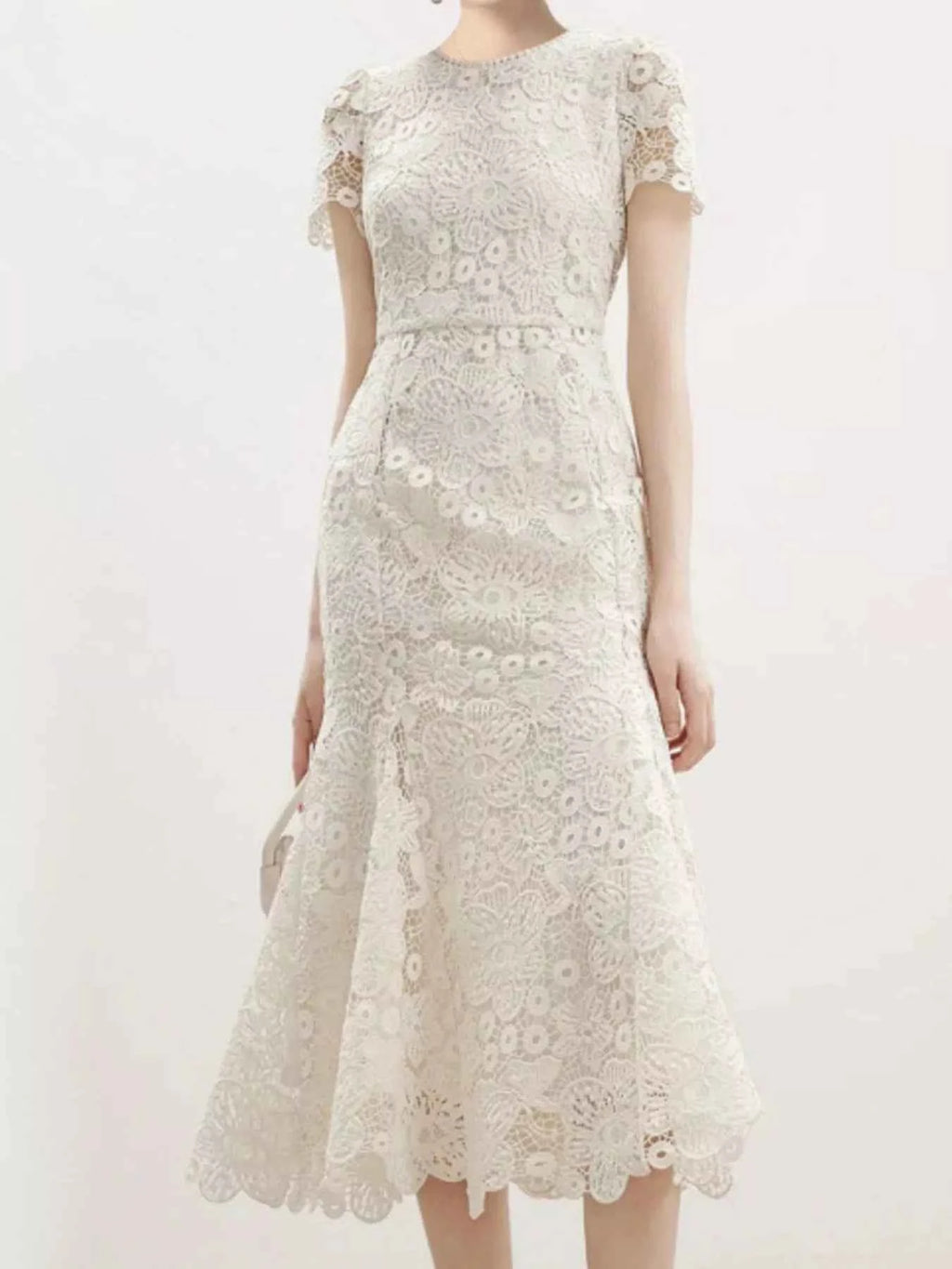 Lace Short Sleeve Mermaid Dress