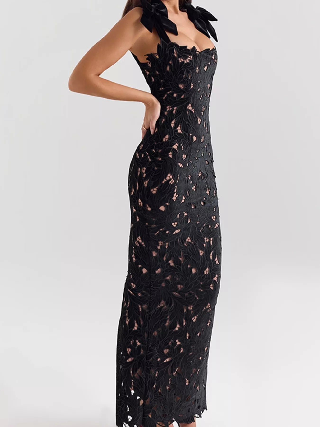Stylish Slit Tie Shoulder Maxi Dress