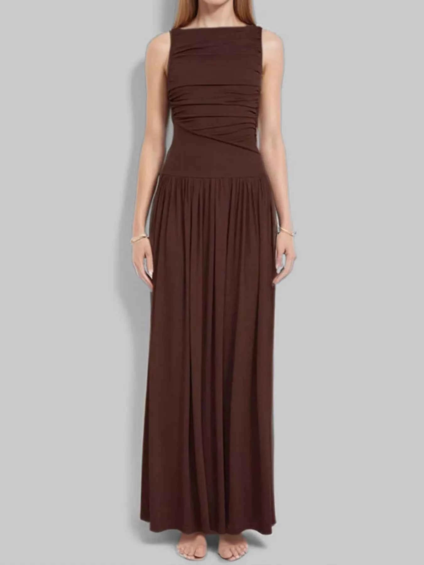 Ruched Sleeveless Maxi Dress
