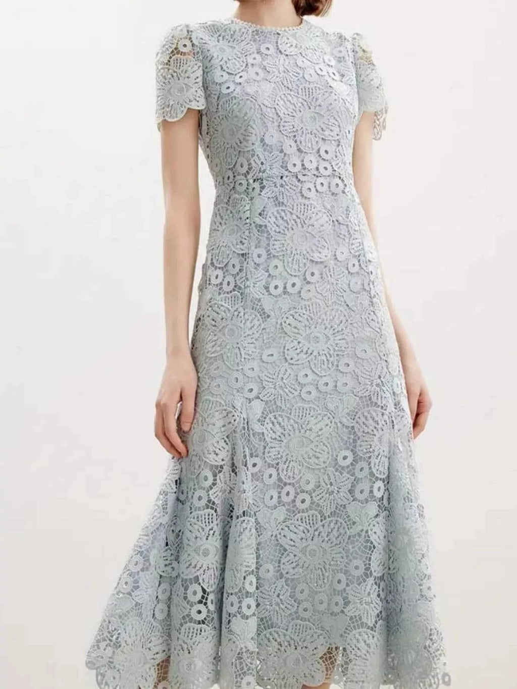 Lace Short Sleeve Mermaid Dress