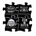 Alchemy Gothic CJ1 Ceramic Gothic Cocktail Jigsaw Coaster - 4 Piece