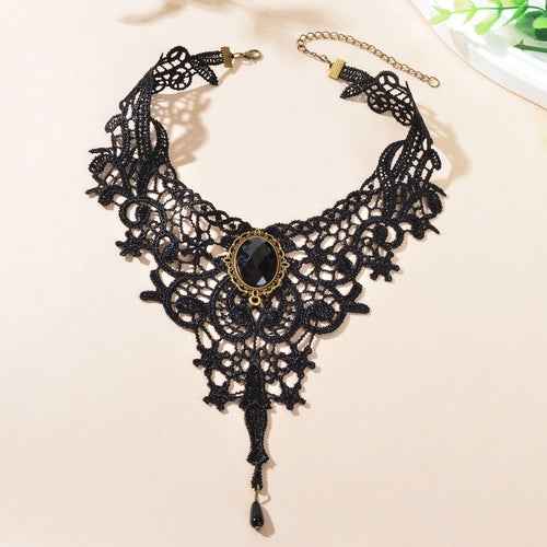 Vintage Gothic Black Hollow Lace Choker Tattoo Collar Necklace Cosplay
