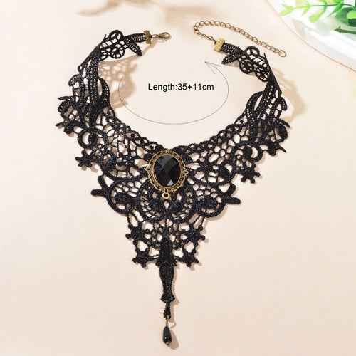 Vintage Gothic Black Hollow Lace Choker Tattoo Collar Necklace Cosplay