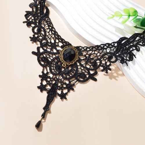 Vintage Gothic Black Hollow Lace Choker Tattoo Collar Necklace Cosplay