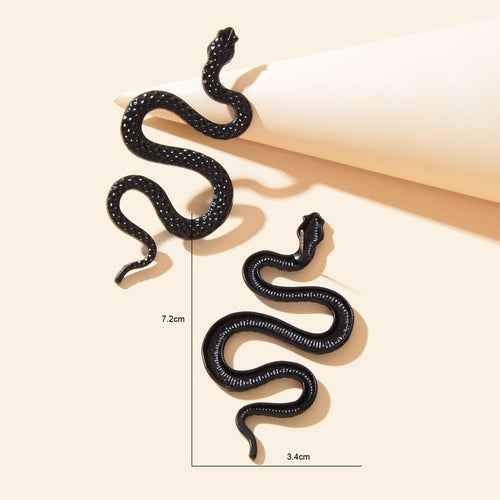 Punk Gothic Big Black Snake Stud Statement Earrings Party Decoration