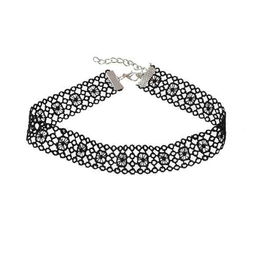 Black Hollow Out Lace Pattern Gothic 90s Tattoo Choker Punk Halloween