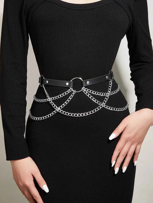 2025 Women Fashion Belt Chain Street Style Belt With Chain Gothic harness chain bustier Harness Waist Belt Clothing Accessorie