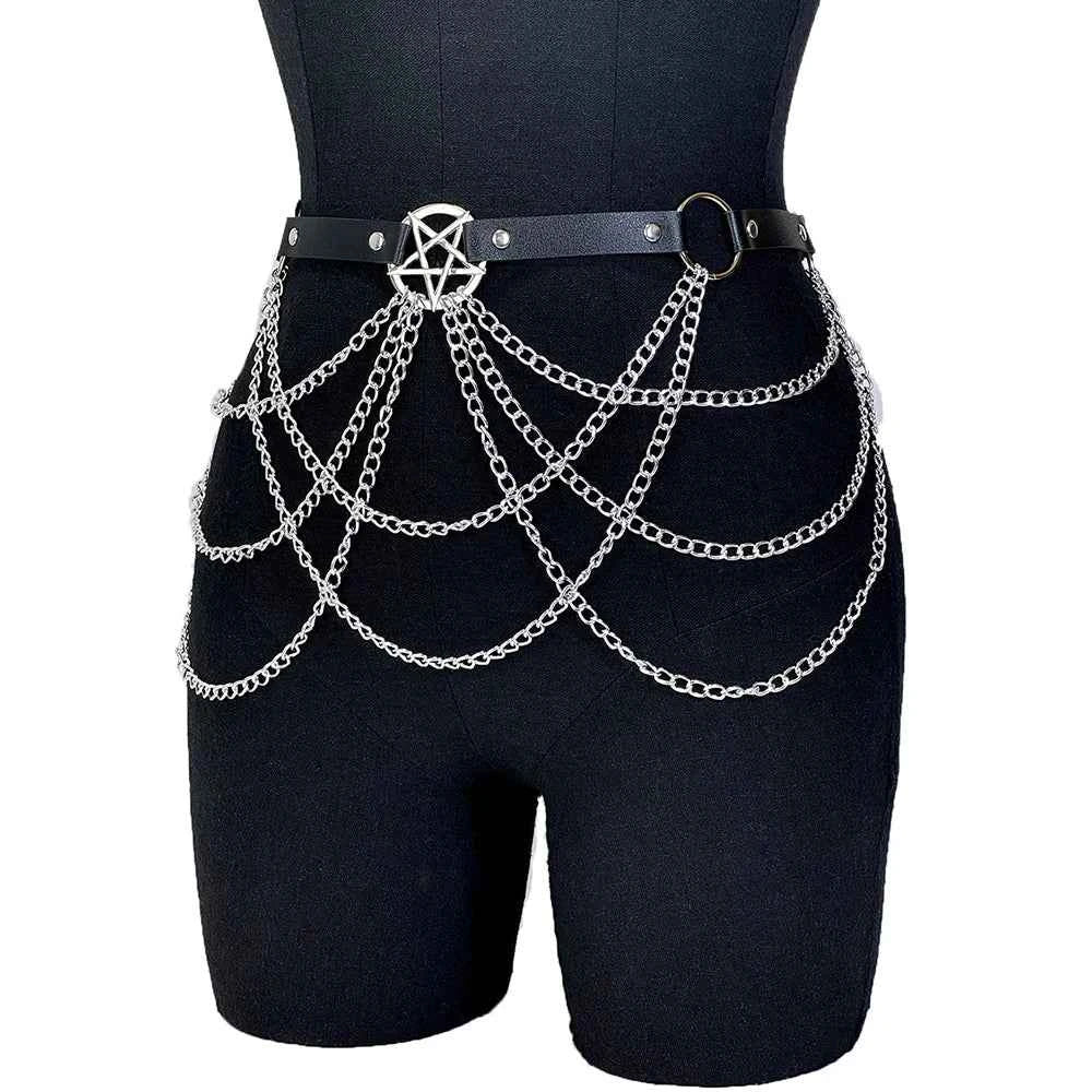 2025 Women Fashion Belt Chain Street Style Belt With Chain Gothic harness chain bustier Harness Waist Belt Clothing Accessorie