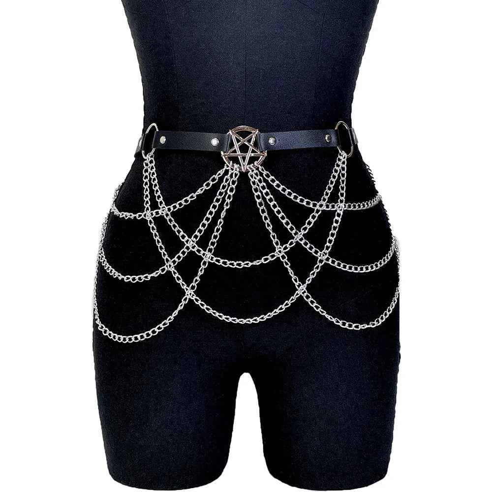 2025 Women Fashion Belt Chain Street Style Belt With Chain Gothic harness chain bustier Harness Waist Belt Clothing Accessorie