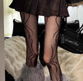 Punk Fishnet Stockings Women's Y2K Retro Style Dark Gothic Totem Large Floral Tights Nylon Sun God Print Pantyhose Boots Socks