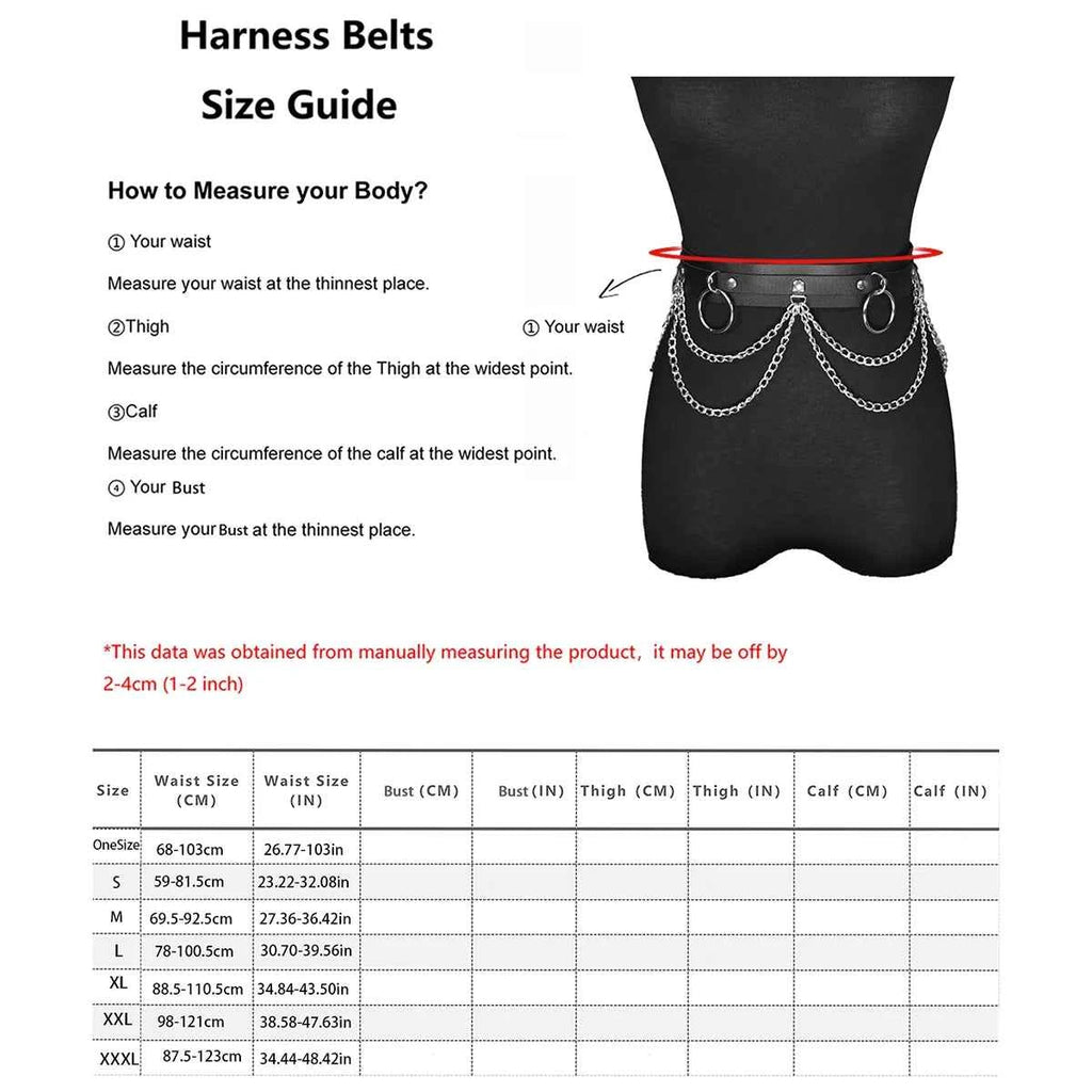 Women Sexy Leg Chain Harness garter Belt Waist Corset Belt Leather Harness Waists Thigh Harness Gothic Clothing Accessory