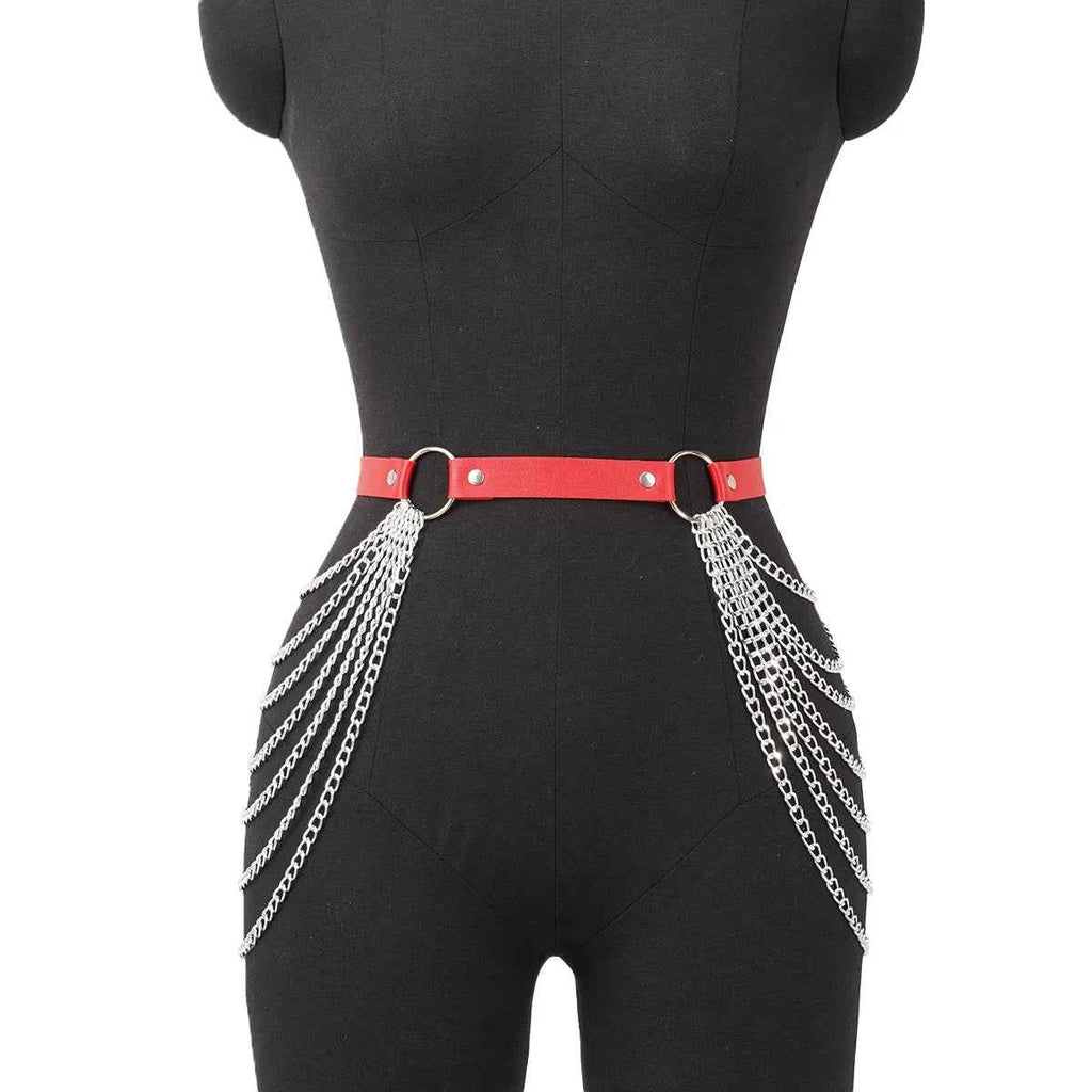 Women Sexy Leg Chain Harness garter Belt Waist Corset Belt Leather Harness Waists Thigh Harness Gothic Clothing Accessory