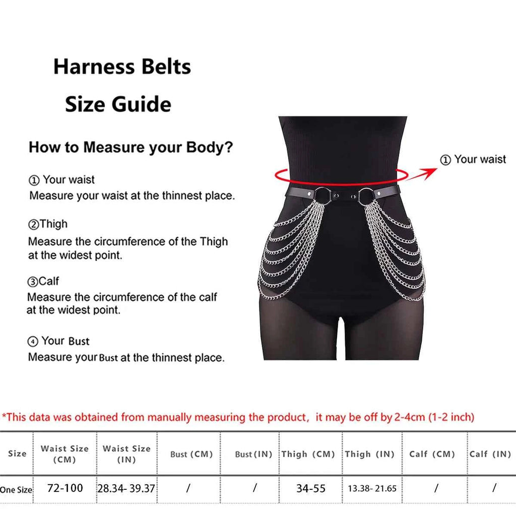 Women Sexy Leg Chain Harness garter Belt Waist Corset Belt Leather Harness Waists Thigh Harness Gothic Clothing Accessory