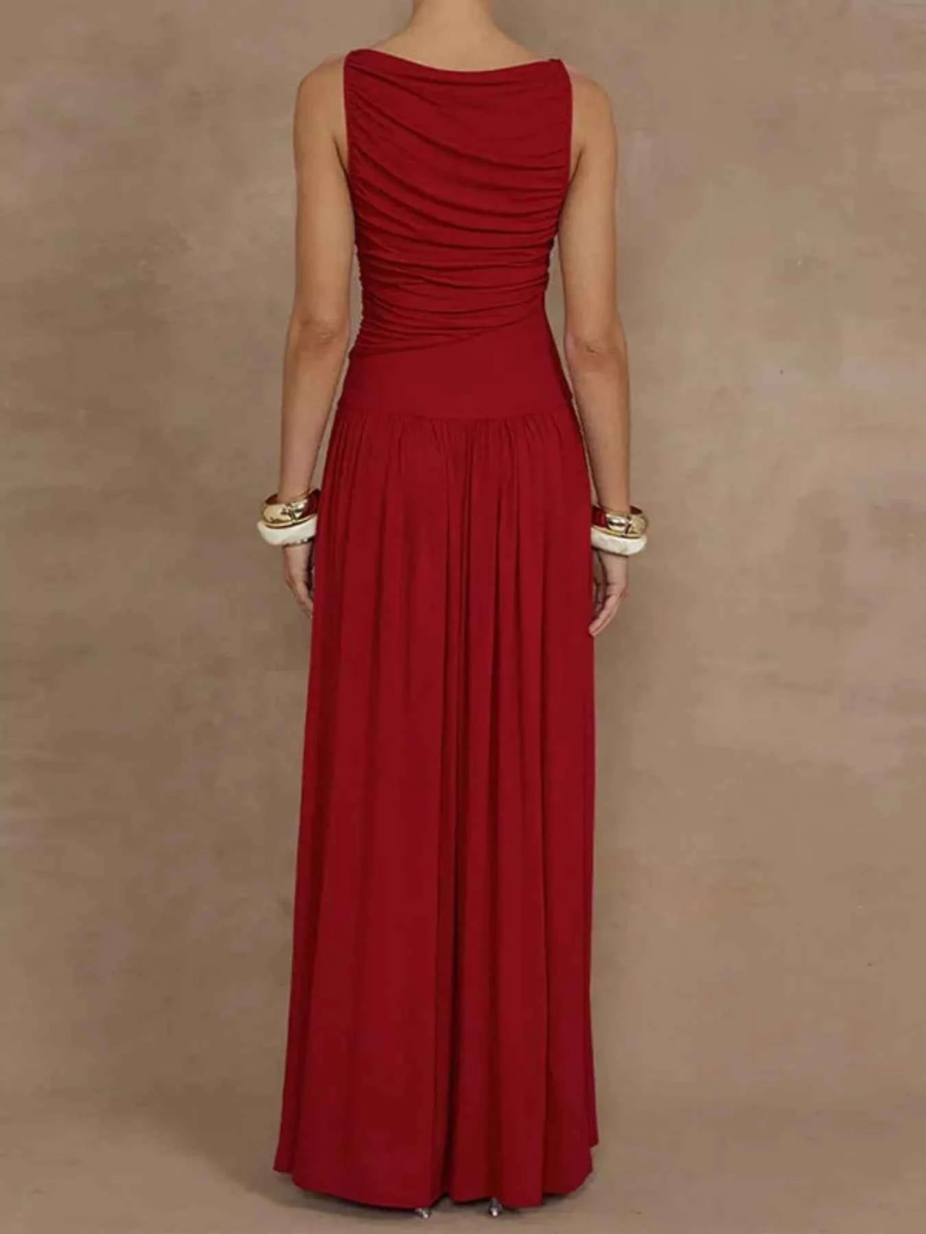 Ruched Sleeveless Maxi Dress