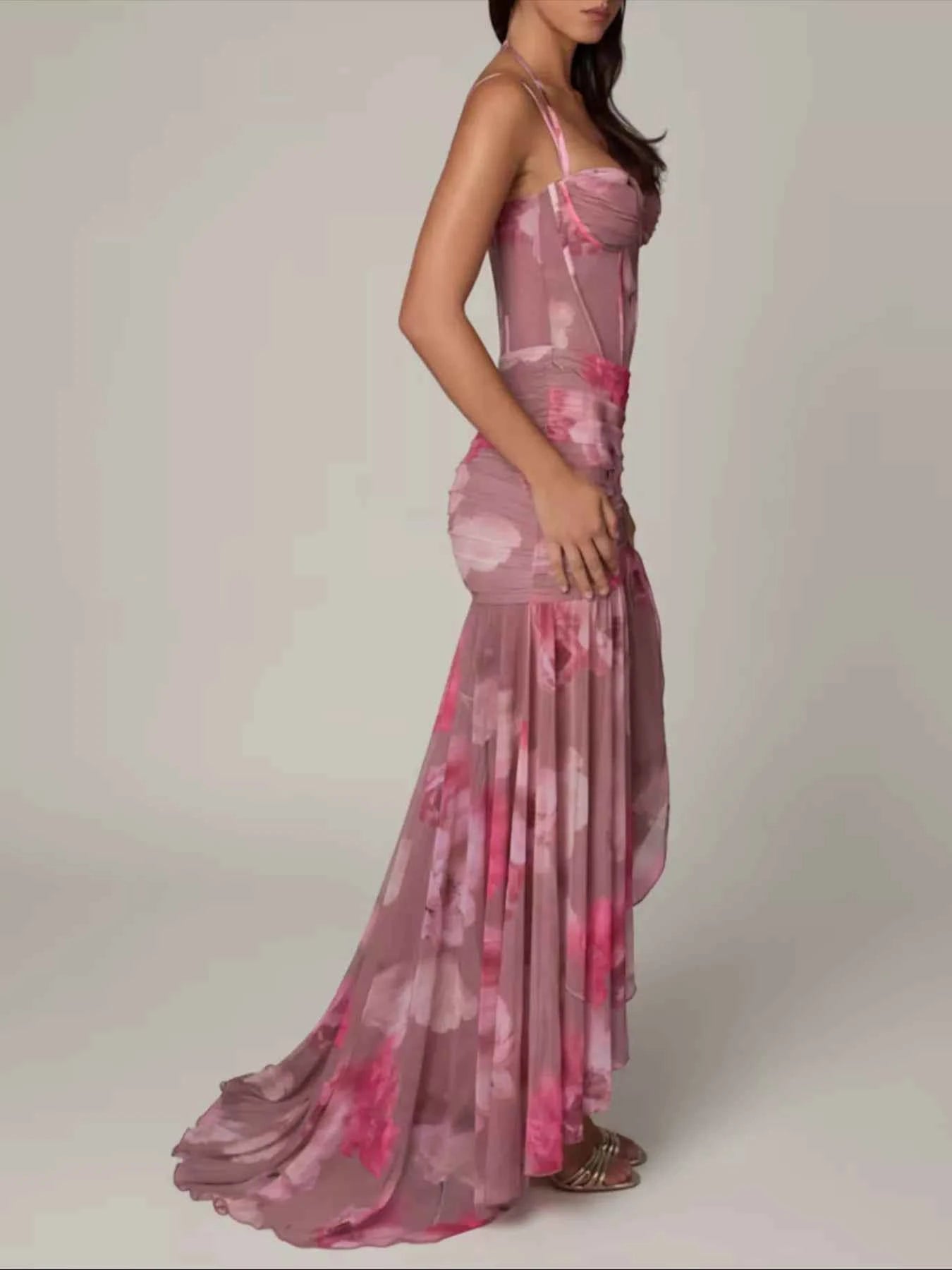 Sweetheart Neck Slit Maxi Dress