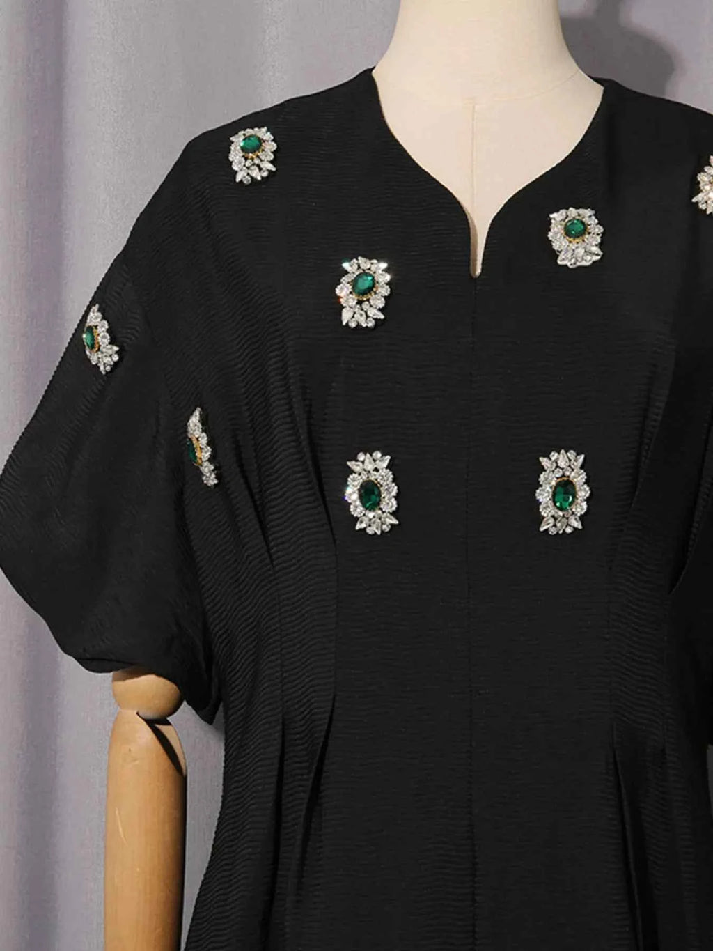 Embellished Puff Sleeve Midi Dress
