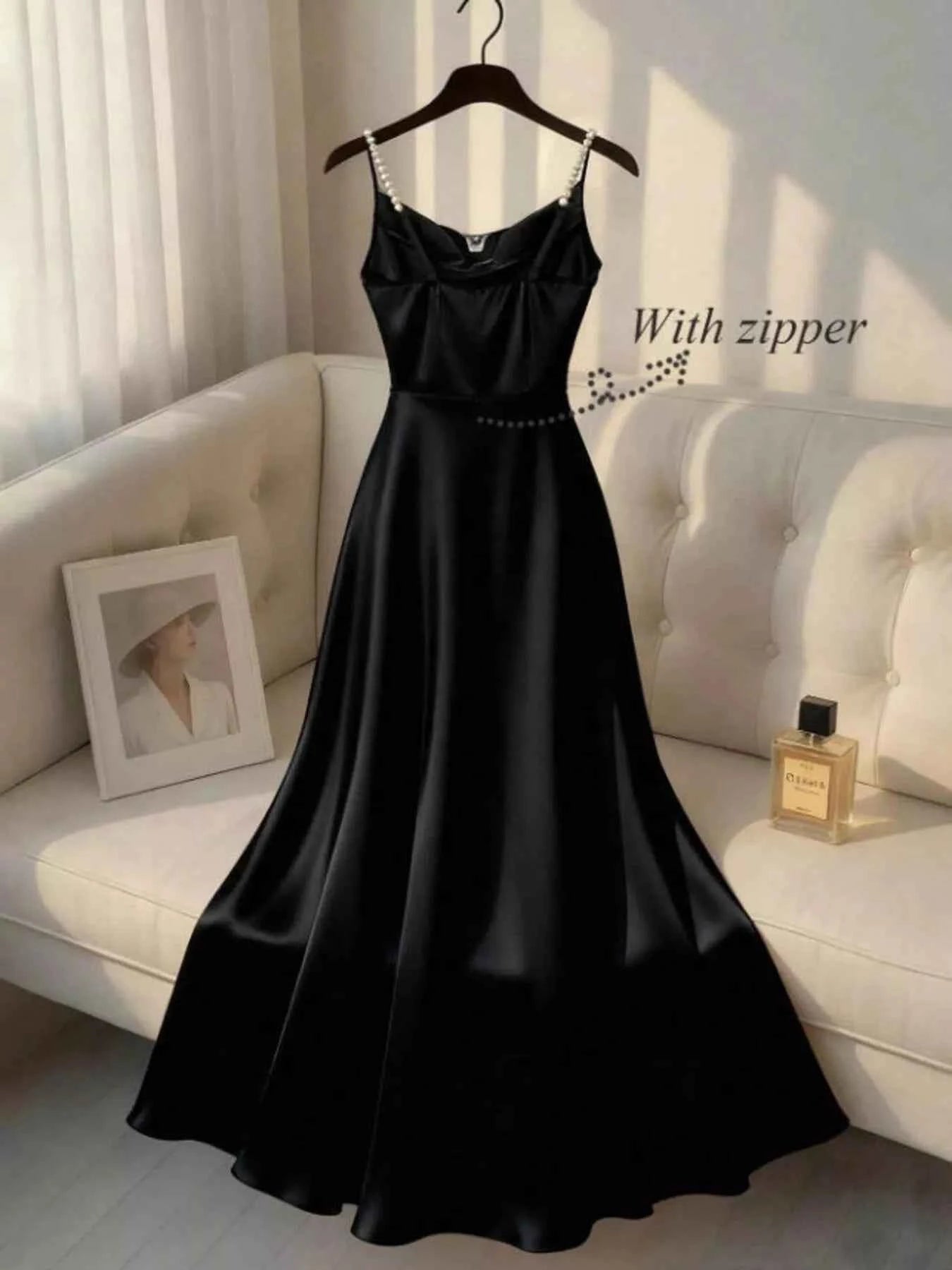 Pearl Strap Satin Cami Dress