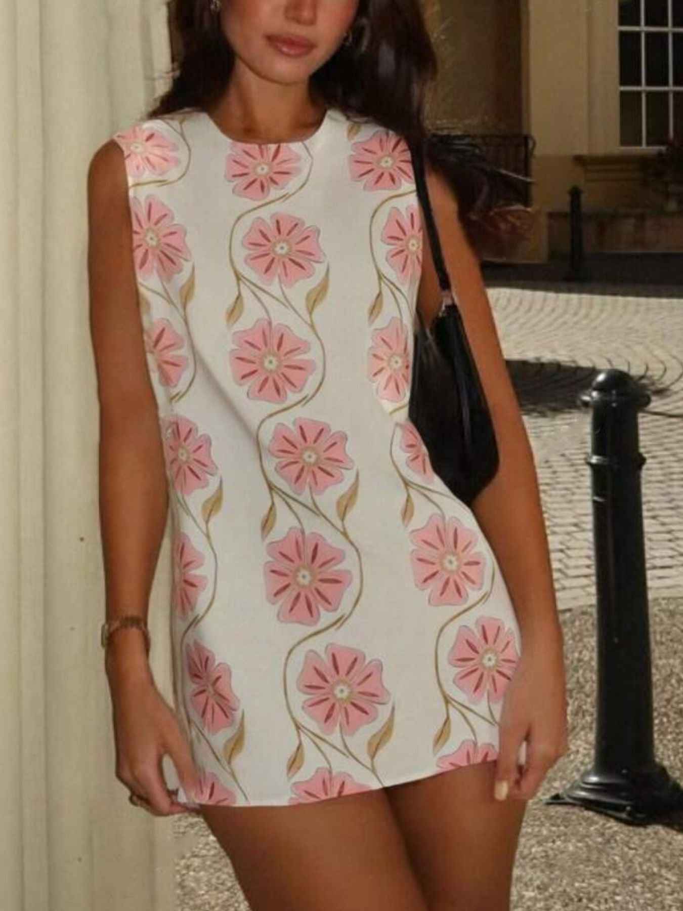 Floral Pattern Sleeveless Mini Dress