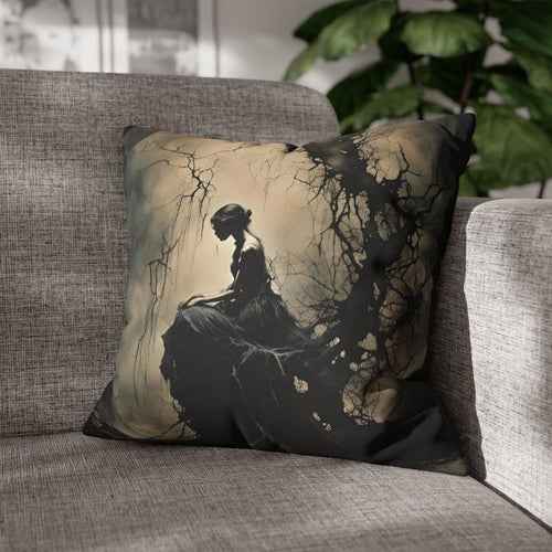 Gothic Allure - Shadowed Whispers Fairy Throw Pillow Cover