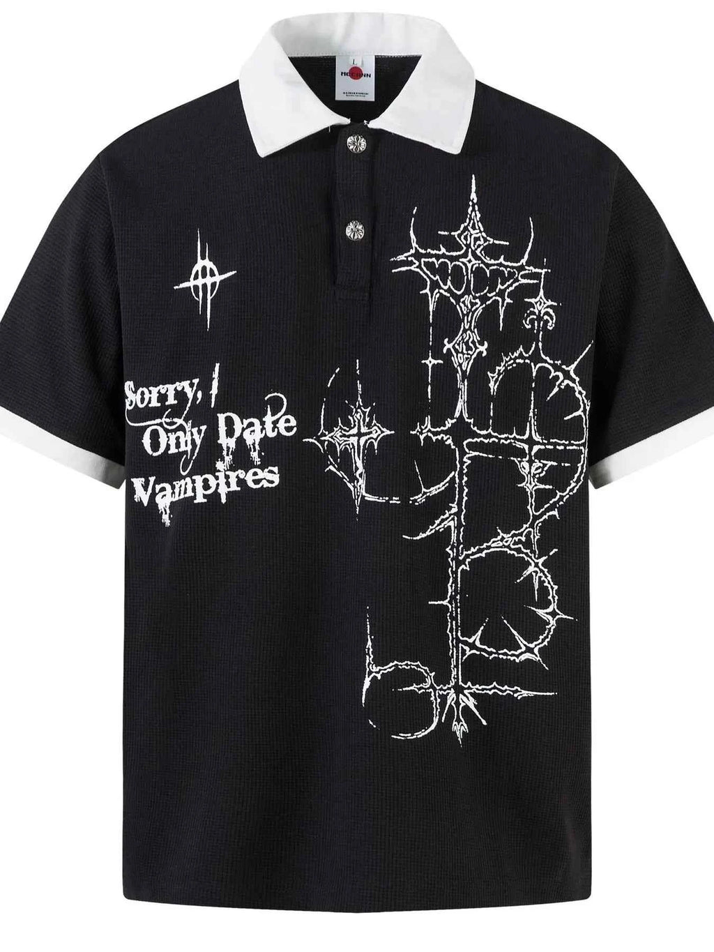 Men's Gothic Cross Graphic Contrast Collar Polo