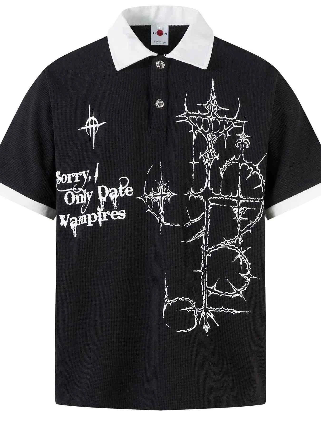 Men's Gothic Cross Graphic Contrast Collar Polo