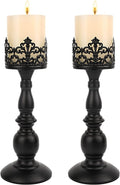 Candle Holders for Pillar Candles Gothic Matte Black Vintage Tall