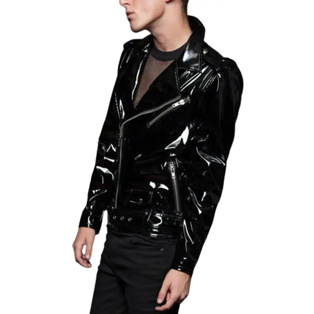 Men's Gothic PVC Vinyl Biker Jacket – EMO Punk Style