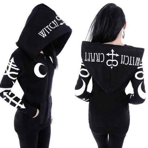 Women Hoodies Gothic Punk Moon Letter Print Sweatshirts 2018 Autumn
