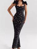 Stylish Slit Tie Shoulder Maxi Dress